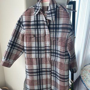 Long Plaid Trench Coat